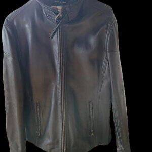 Men’s A Raspini Firenze black full zip leather jacket. Made in Italy  Size 48